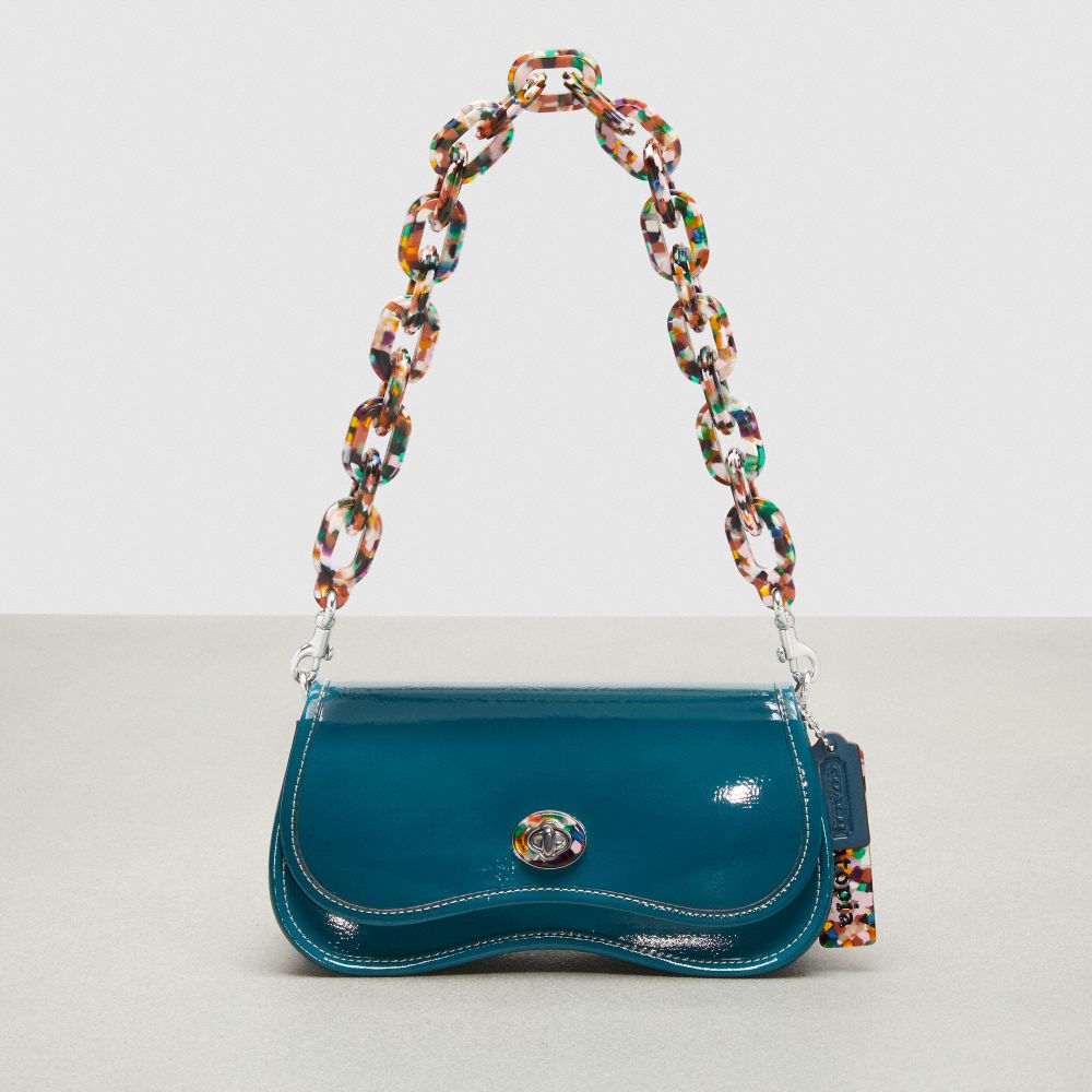 Coach Wavy Dinky In Crinkled Patent Topia Leather In Deep