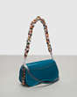 COACH®,Wavy Dinky in Crinkled Patent Coachtopia Leather,Deep Turquoise,Angle View