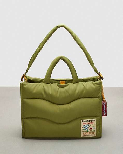 COACH®,Coachtopia Loop Quilted Wavy Tote,Olive Green,Front View