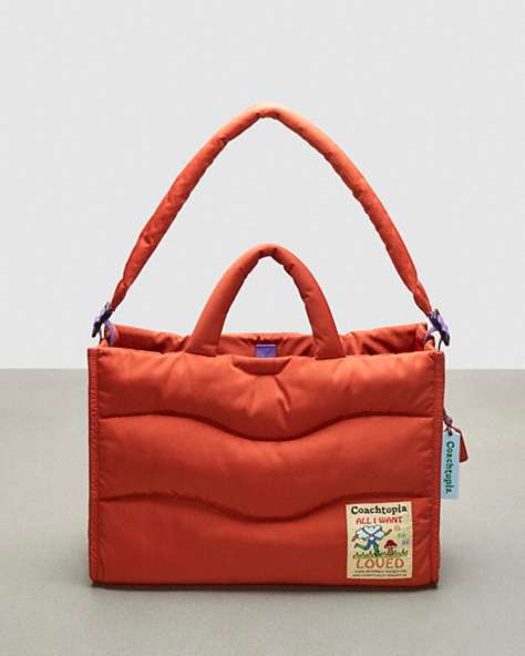 COACH®,Coachtopia Loop Quilted Wavy Tote,Large,Deep Orange,Front View