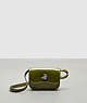COACH®,Wavy Wallet with Crossbody Strap in Crinkled Patent Coachtopia Leather,Mini,Olive Green,Front View