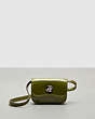 COACH®,Wavy Wallet with Crossbody Strap in Crinkled Patent Coachtopia Leather,Olive Green,Front View