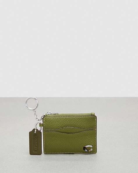 COACH®,Wavy Zip Card Case with Keyring ,Mini,Olive Green,Front View