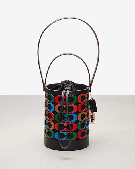 COACH®,Bucket Bag in Scrappy C Upcrafted Leather,Multi,Front View