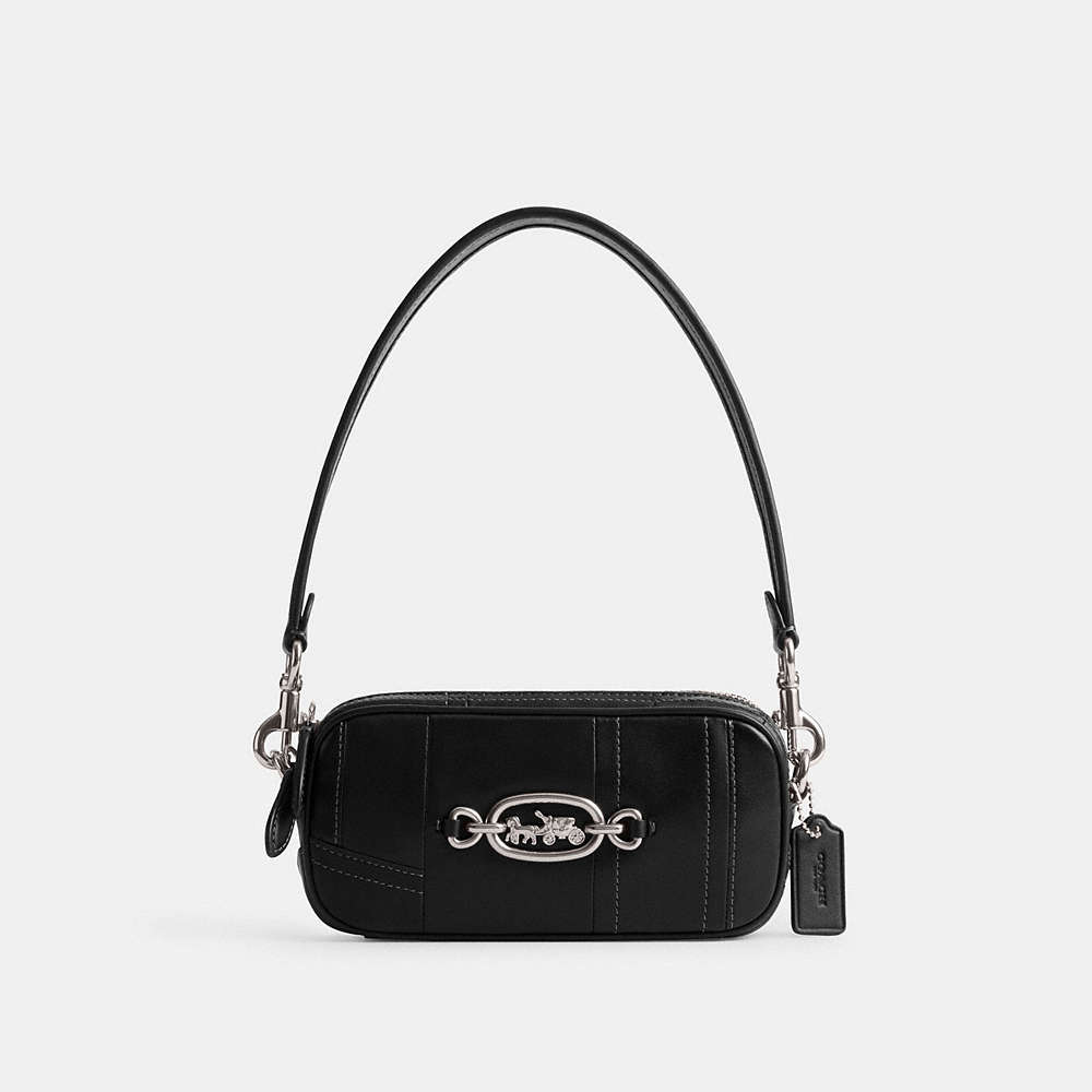 Coach Avery Shoulder Bag In Patchwork In Silver/black