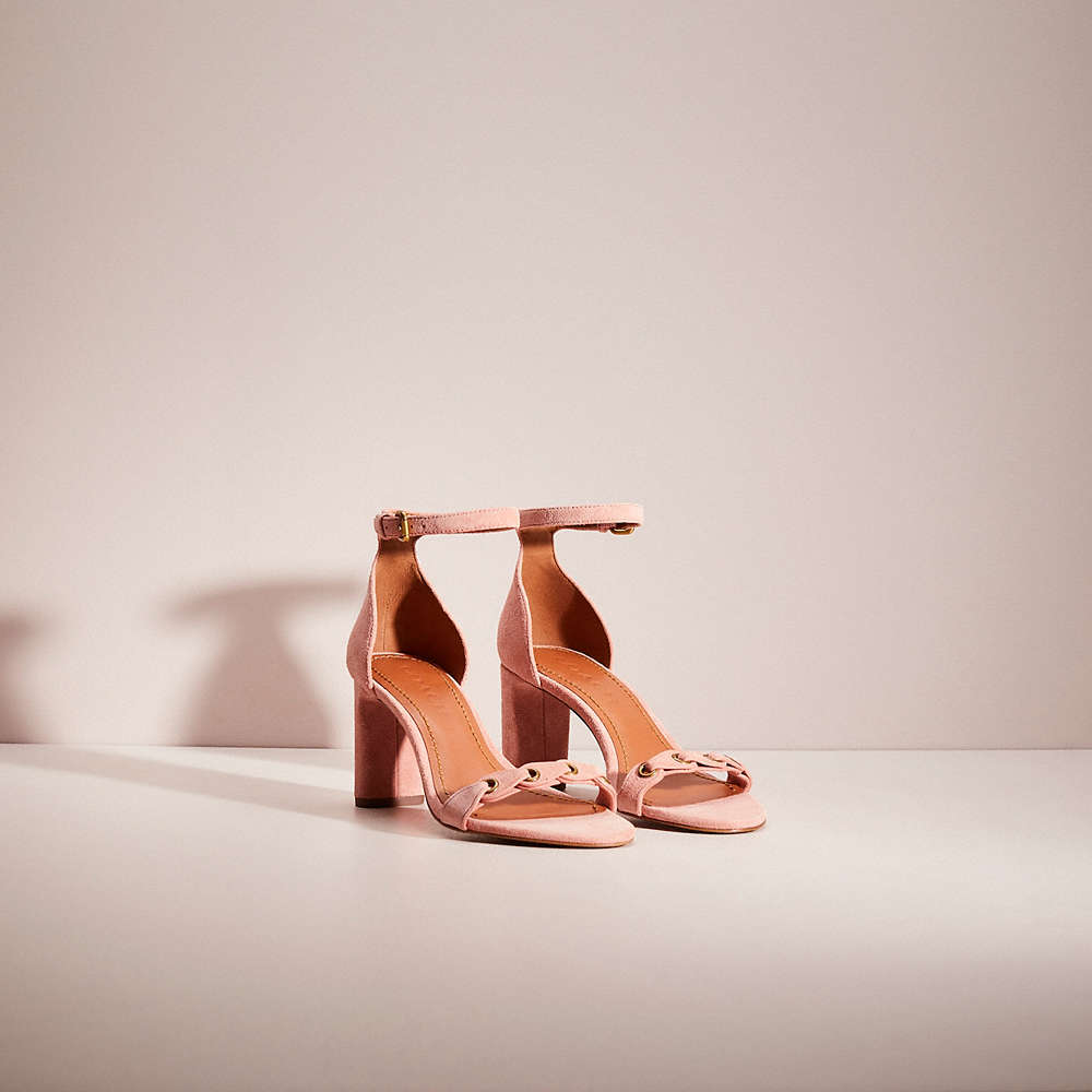 Shop Coach Restored Heel Sandal With  Link In Peony