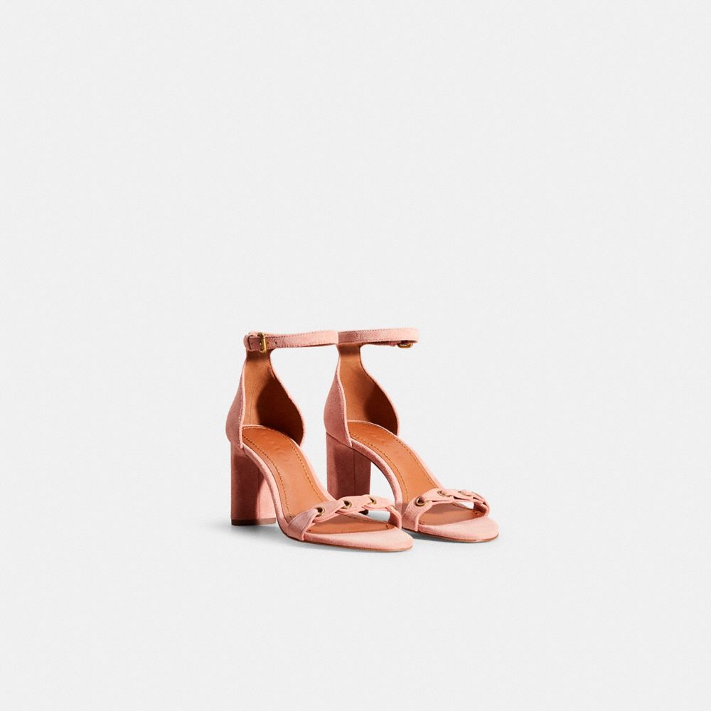 Shop Coach Restored Heel Sandal With  Link In Peony