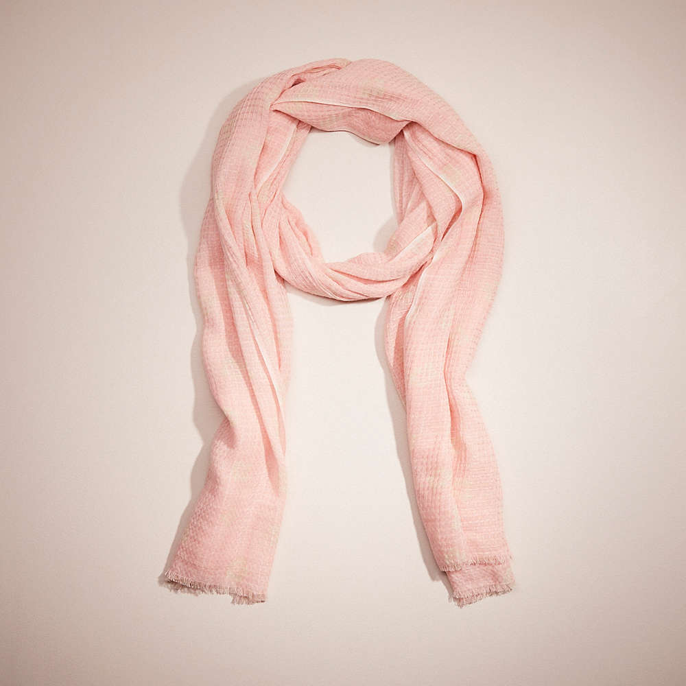Coach Restored Graphic Ditsy Print Waffle Oblong Scarf In Pink/white