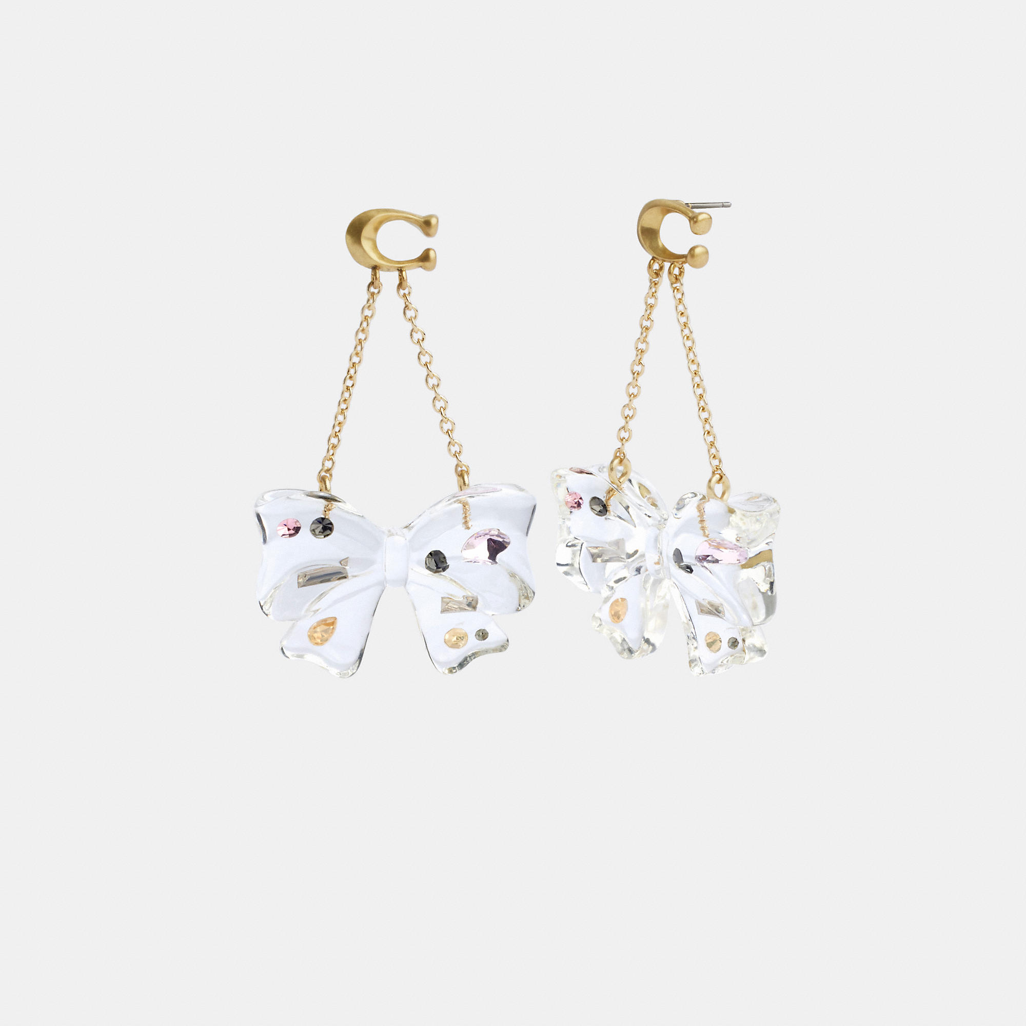 Coach Outlet Signature Bow Statement Earrings In Yellow