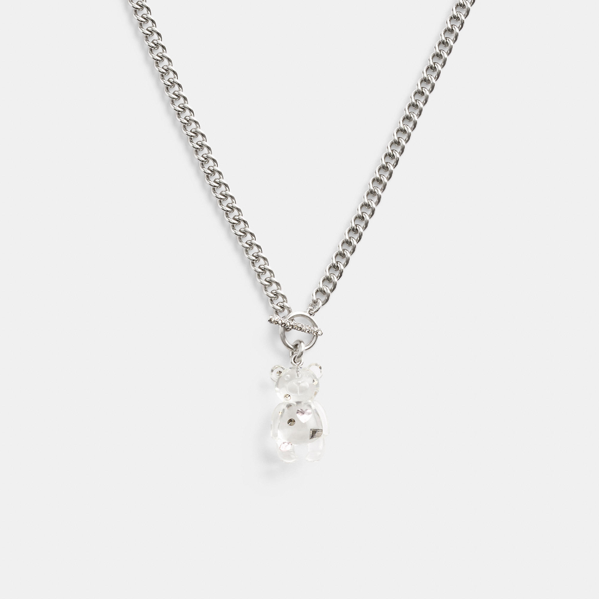 Coach Outlet Resin Bear Chain Necklace In Grey