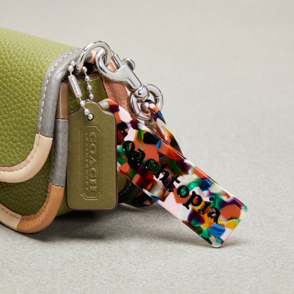 Shop Coach Mini Wavy Dinky Bag In Topia Leather With Upcrafted Scrap Binding In Olive Green Multi