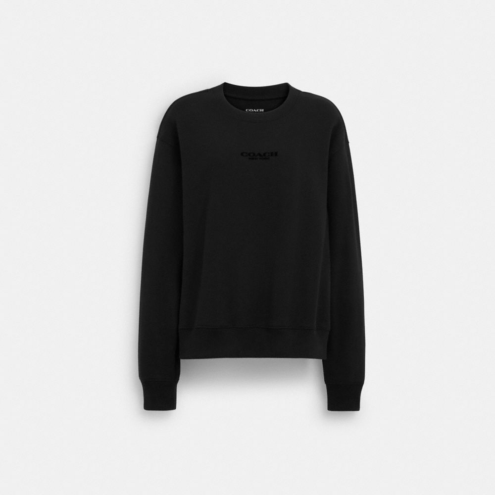 COACH®,Crewneck,Cotton,Sweatshirt,Casual,Black,Front View