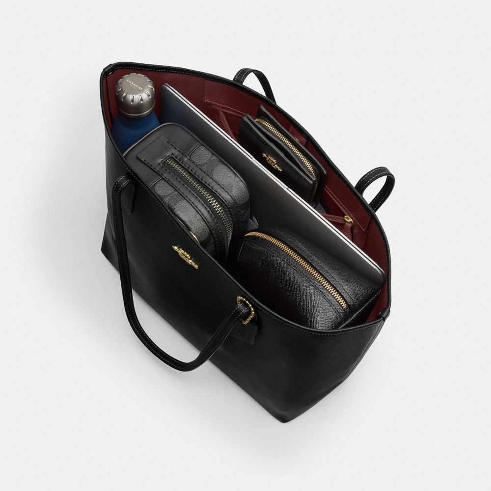 COACH®,City Tote Bag,Leather,Tote,Logo,Casual,Black,Inside View,Top View
