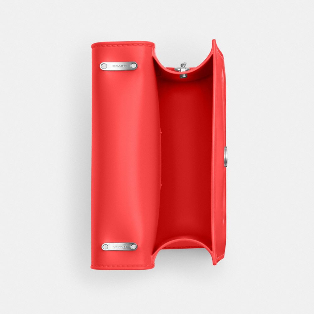 COACH®,Jelly Morgan Square Crossbody Bag,Crossbody,Logo,Embossed,Metal,Day Party,Red,Inside View,Top View