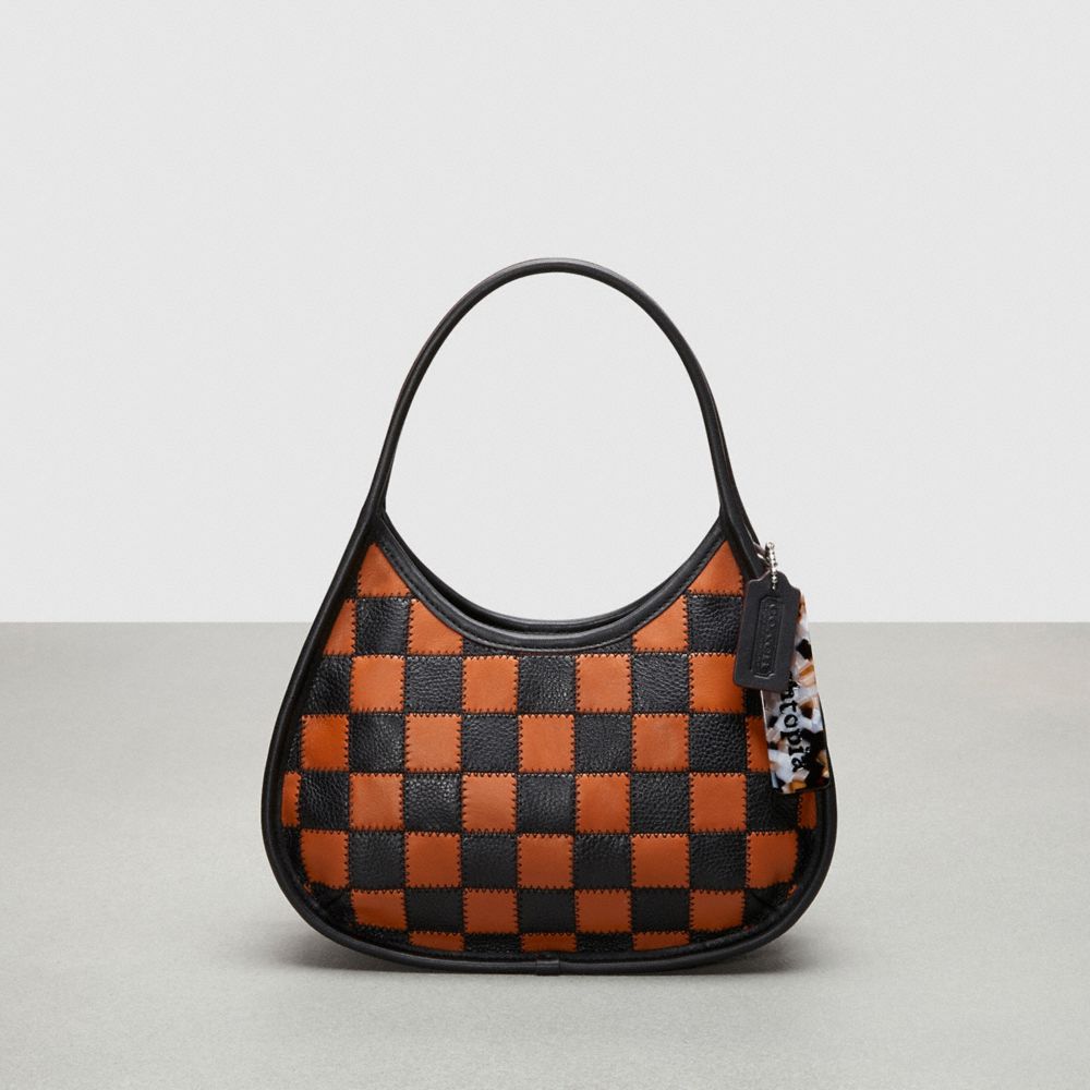 Ergo Bag In Checkerboard Upcrafted Leather With Zig-Zag Stitch