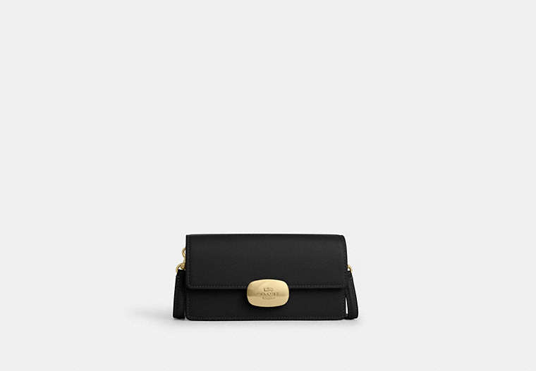COACH®,ELIZA SMALL FLAP CROSSBODY,Leather,Gold/Black,Front View