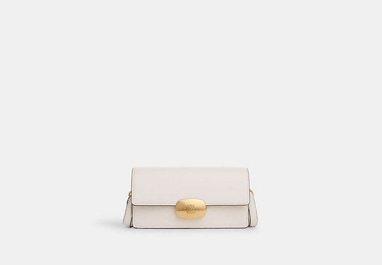 COACH®,ELIZA SMALL FLAP CROSSBODY,Leather,Gold/Chalk,Front View