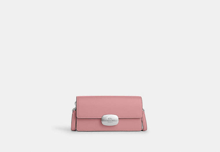 COACH®,ELIZA SMALL FLAP CROSSBODY,Leather,Silver/True Pink,Front View