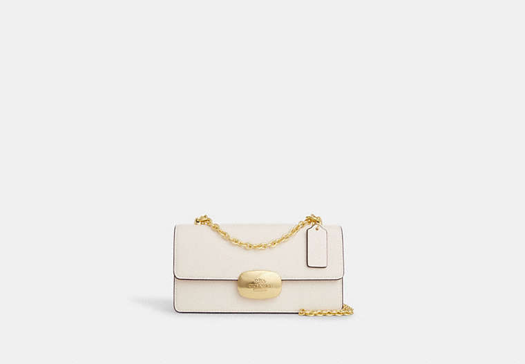 COACH®,ELIZA FLAP CROSSBODY,Leather,Gold/Chalk,Front View