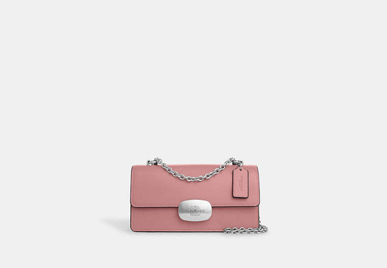 COACH®,ELIZA FLAP CROSSBODY,Leather,Silver/True Pink,Front View