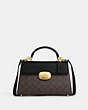 COACH®,ELIZA TOP HANDLE IN SIGNATURE CANVAS,pvc,Gold/Brown Black,Front View