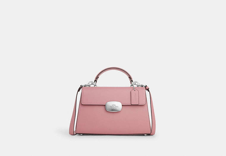COACH®,ELIZA TOP HANDLE,Leather,Silver/True Pink,Front View