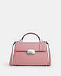 COACH®,ELIZA TOP HANDLE,Leather,Silver/True Pink,Front View