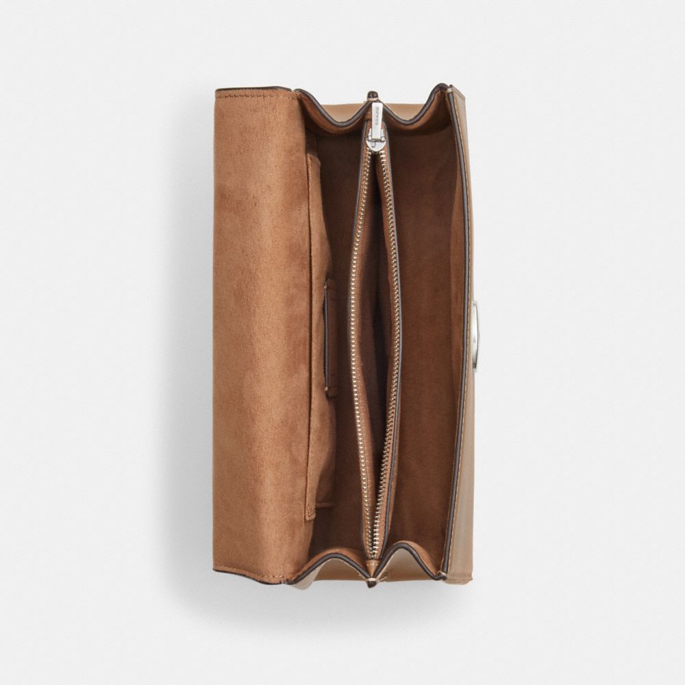 COACH®,ELIZA TOP HANDLE,Leather,Silver/Taupe,Inside View,Top View
