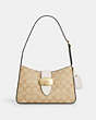 COACH®,ELIZA SHOULDER BAG IN SIGNATURE CANVAS,pvc,Gold/Light Khaki Chalk,Front View