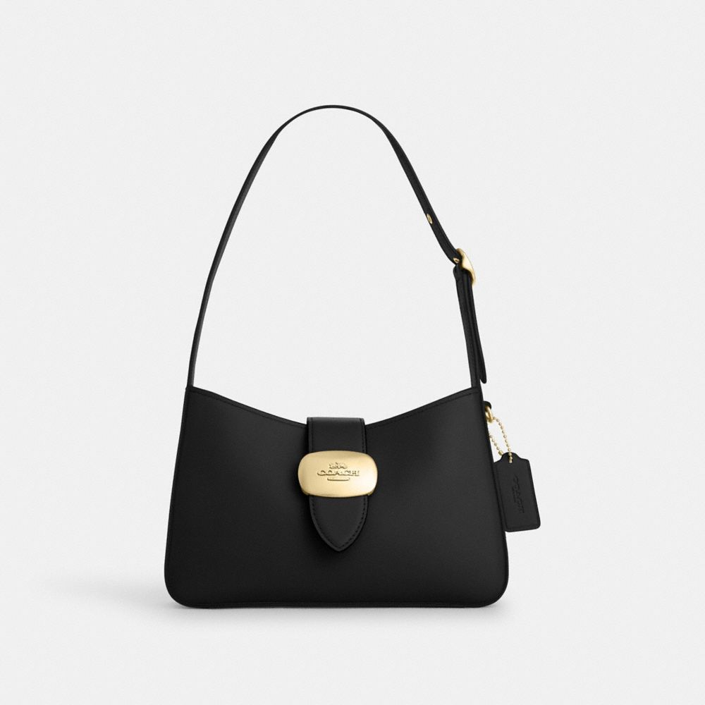 COACH®,ELIZA SHOULDER BAG,Leather,Gold/Black,Front View
