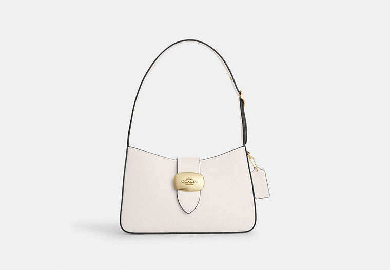 COACH®,ELIZA SHOULDER BAG,Leather,Gold/Chalk,Front View