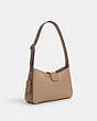 COACH®,ELIZA SHOULDER BAG,Leather,Silver/Taupe,Angle View