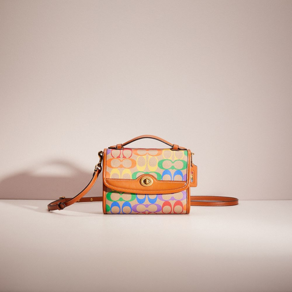 Coach Restored Kip Turnlock Crossbody In Rainbow Signature Canvas In