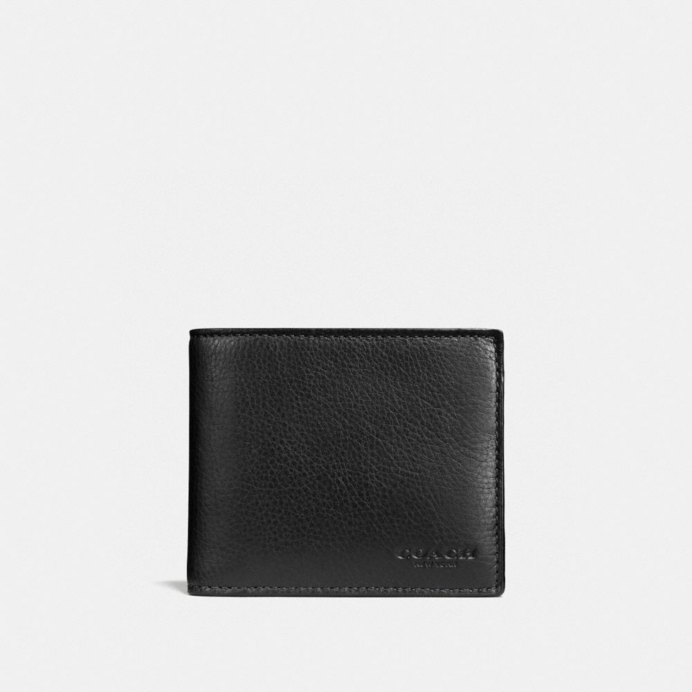 COACH®,3-In-1 Wallet,Leather,Bi Fold,Casual,Black,Front View