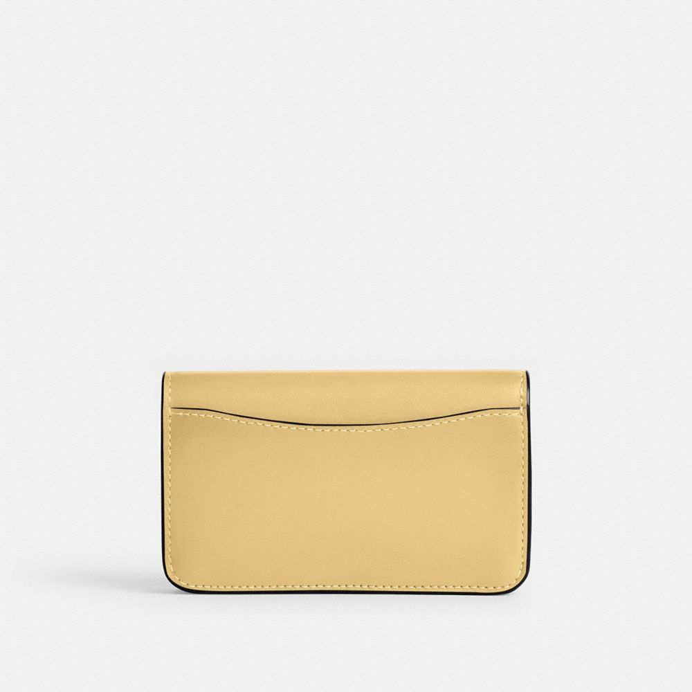 COACH®,Essential Slim Card Case,Calfskin Leather,Bi Fold,Logo,Metal,Casual,Beige,Back View