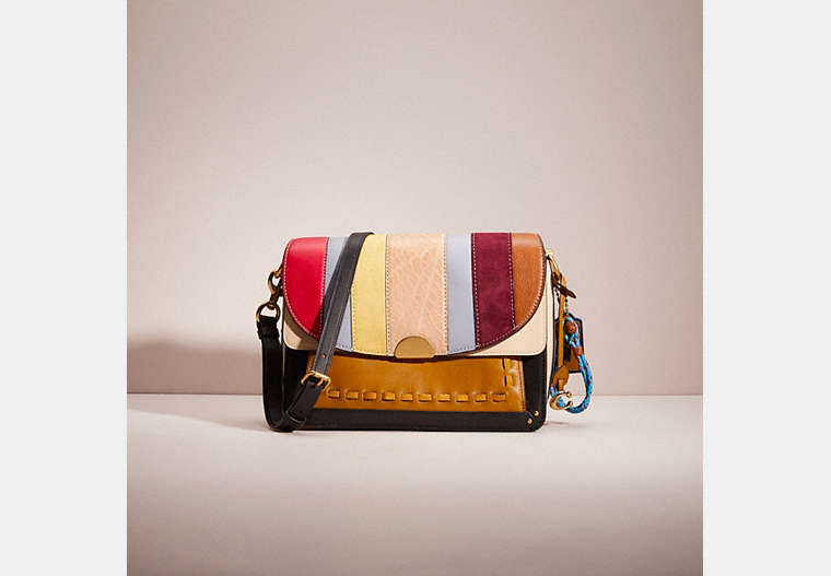 COACH®,UPCRAFTED DREAMER SHOULDER BAG IN COLORBLOCK,Glovetanned Leather,Medium,Hello Summer,Brass/Mist Straw Multi,Front View