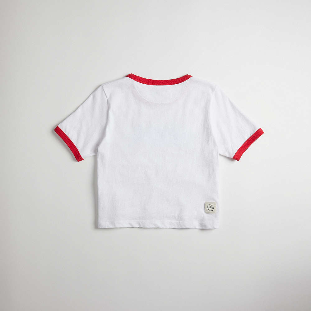 Shop Coach Cropped Tee: Topia Creatures In White/red Multi