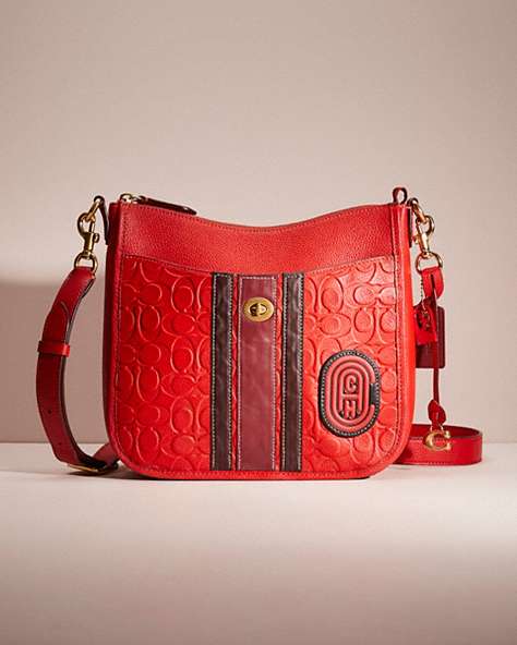 COACH®,UPCRAFTED CHAISE CROSSBODY IN SIGNATURE LEATHER,School Spirit,Brass/Sport Red,Front View