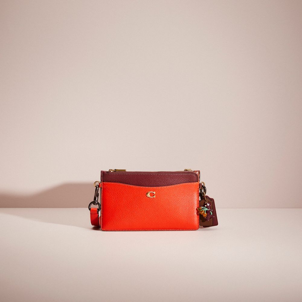 COACH®,UPCRAFTED CROSSBODY CREATION,Brass/Red Orange Multi,Front View