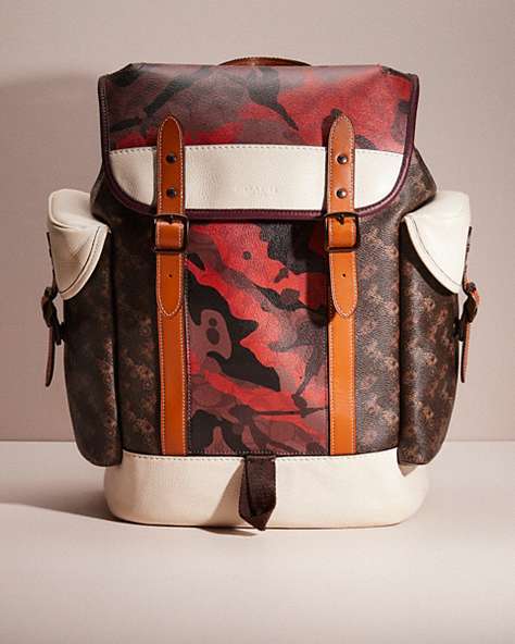 COACH®,UPCRAFTED HITCH BACKPACK WITH HORSE AND CARRIAGE PRINT,Truffle/Chalk,Front View