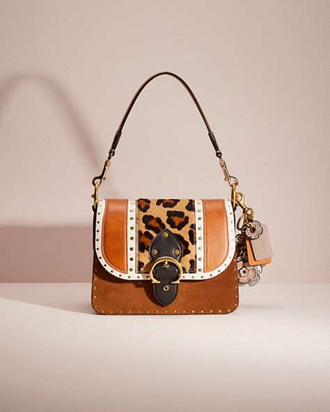 COACH®,UPCRAFTED BEAT SHOULDER BAG IN COLORBLOCK WITH RIVETS,Brass/Vintage Khaki Multi,Front View