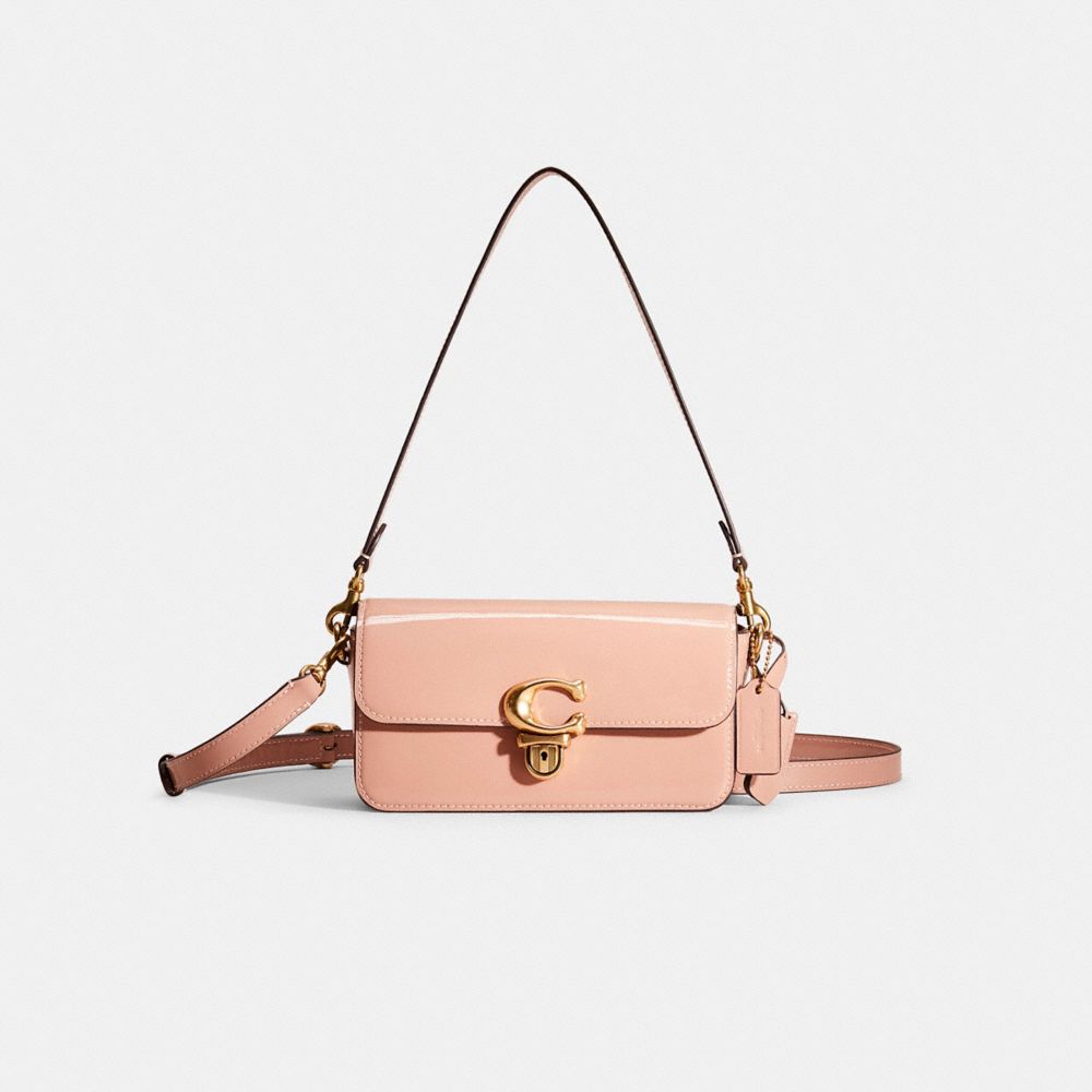 Coach Restored Studio Baguette Bag In Brass/latte