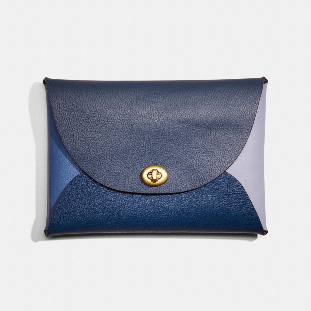 Coach Remade Colorblock Extra Large Pouch In Blue Multi