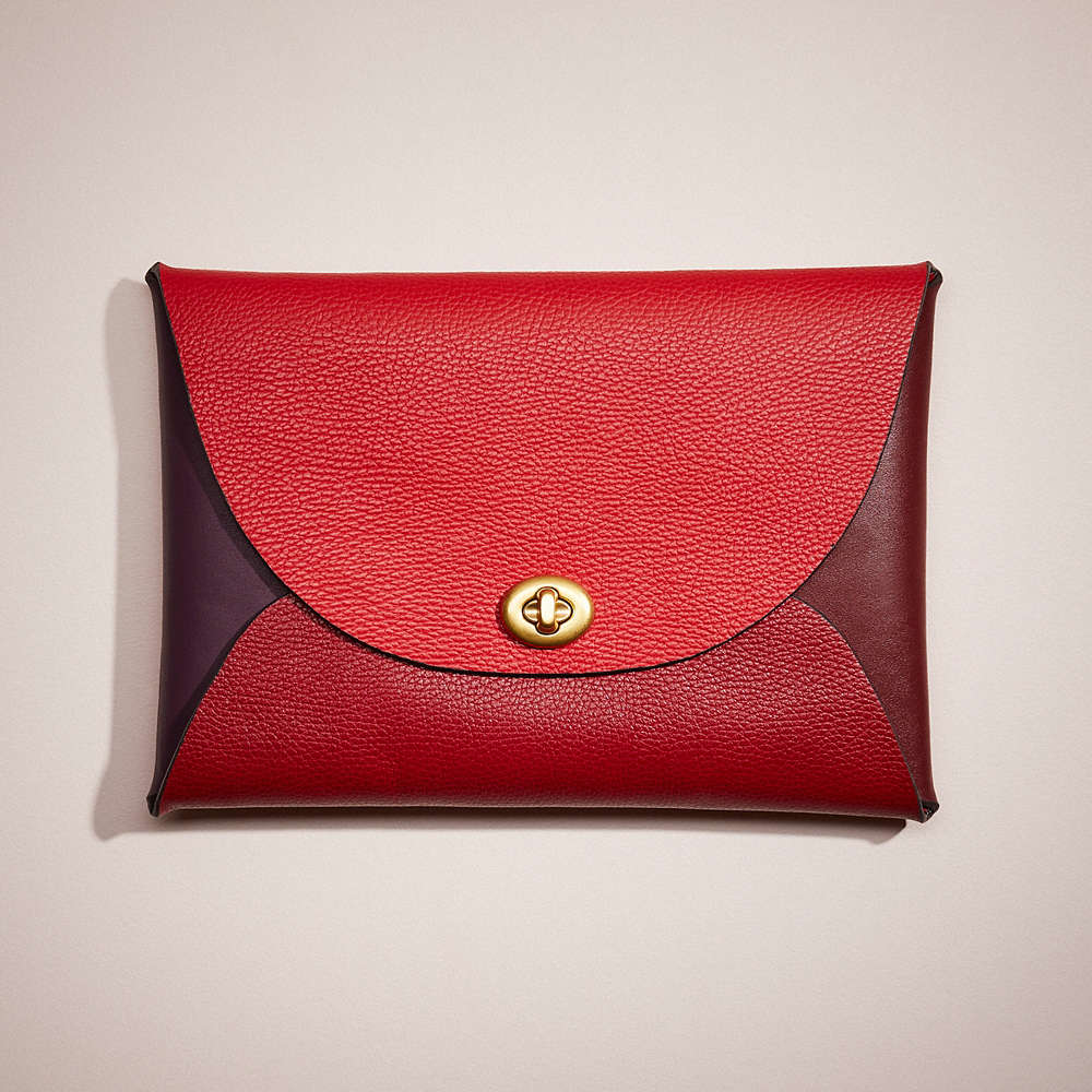 Coach Remade Colorblock Extra Large Pouch In Red Multi