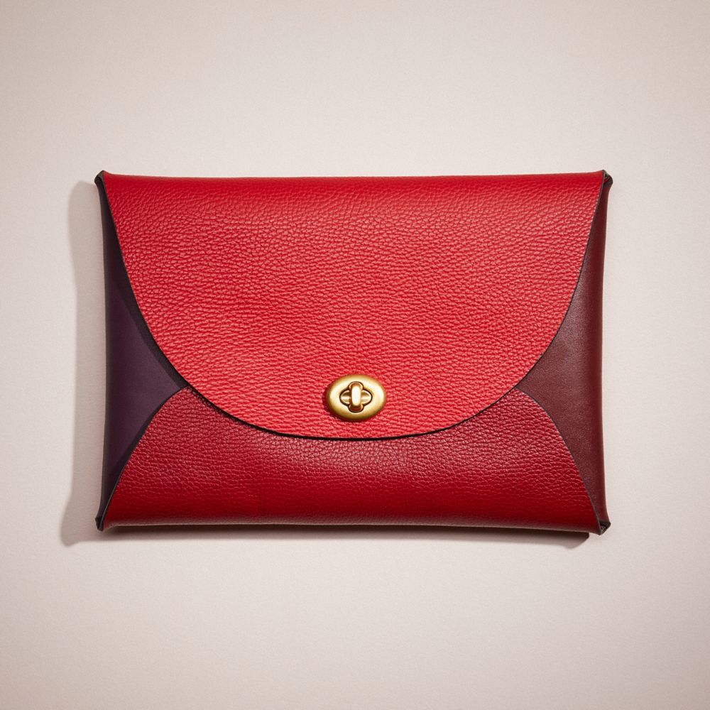 Coach Remade Colorblock Extra Large Pouch In Red Multi