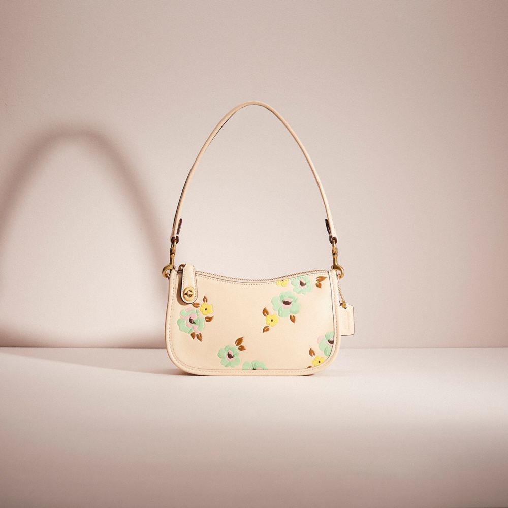 COACH Embroidered Baguette Bag in White