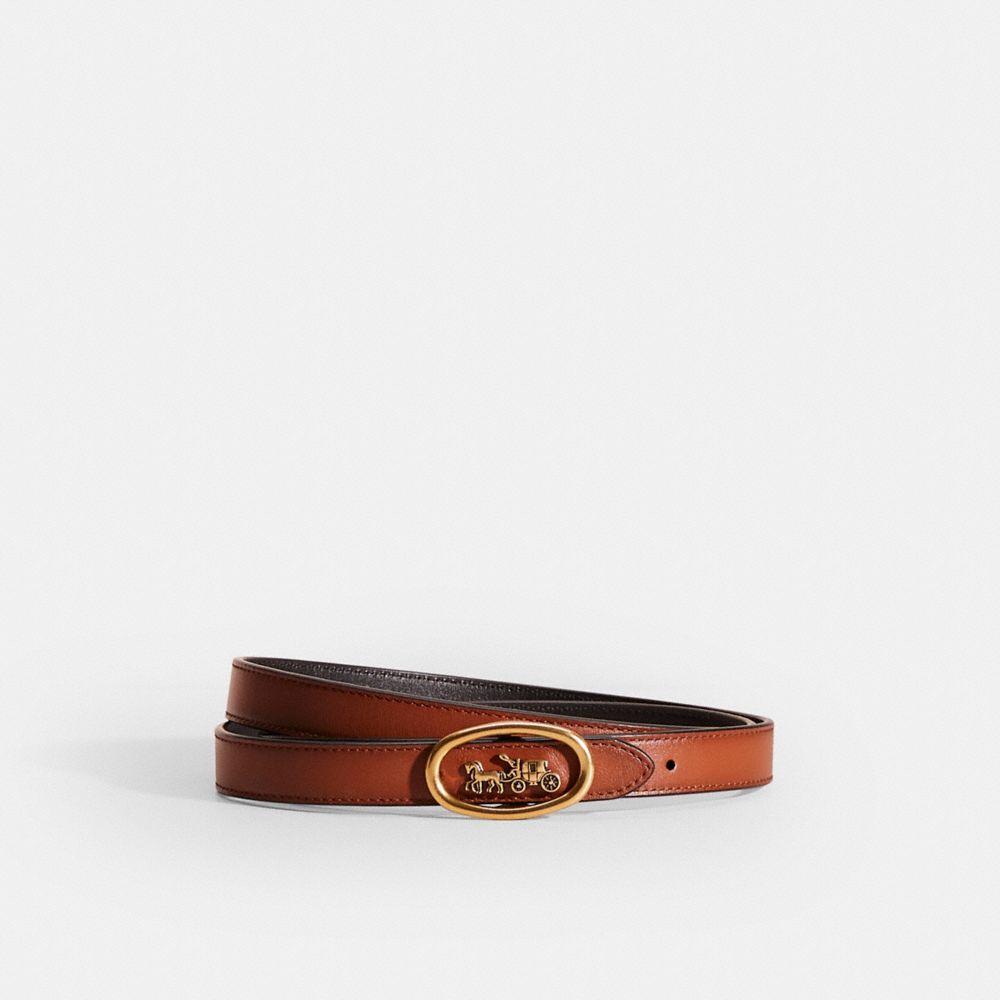 Coach Restored Horse And Carriage Buckle Reversible Belt, 20mm In Brass/saddle