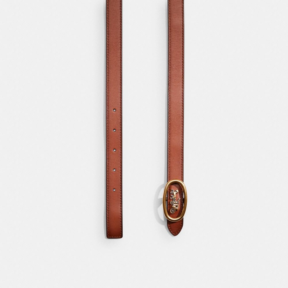 Coach Restored Horse And Carriage Buckle Reversible Belt, 20mm In Brass/saddle
