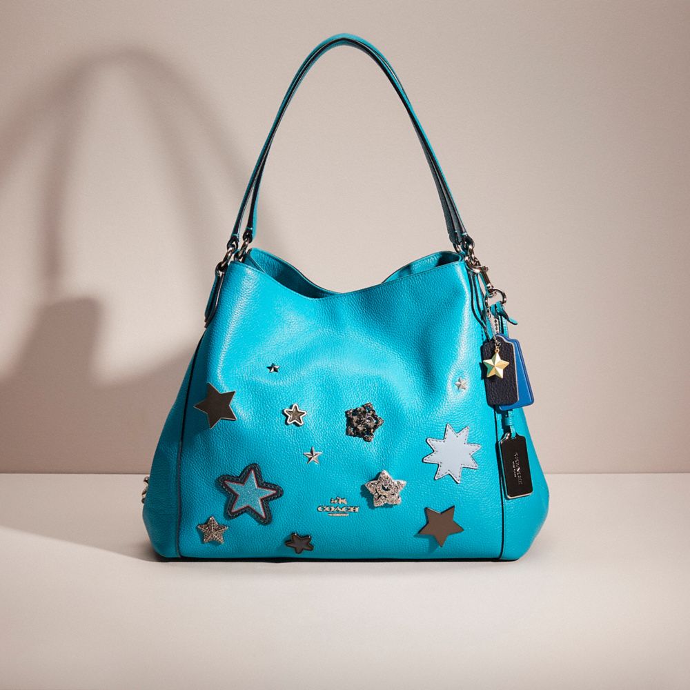COACH Edie Shoulder Bag 31 In Refined Pebble Leather in Blue