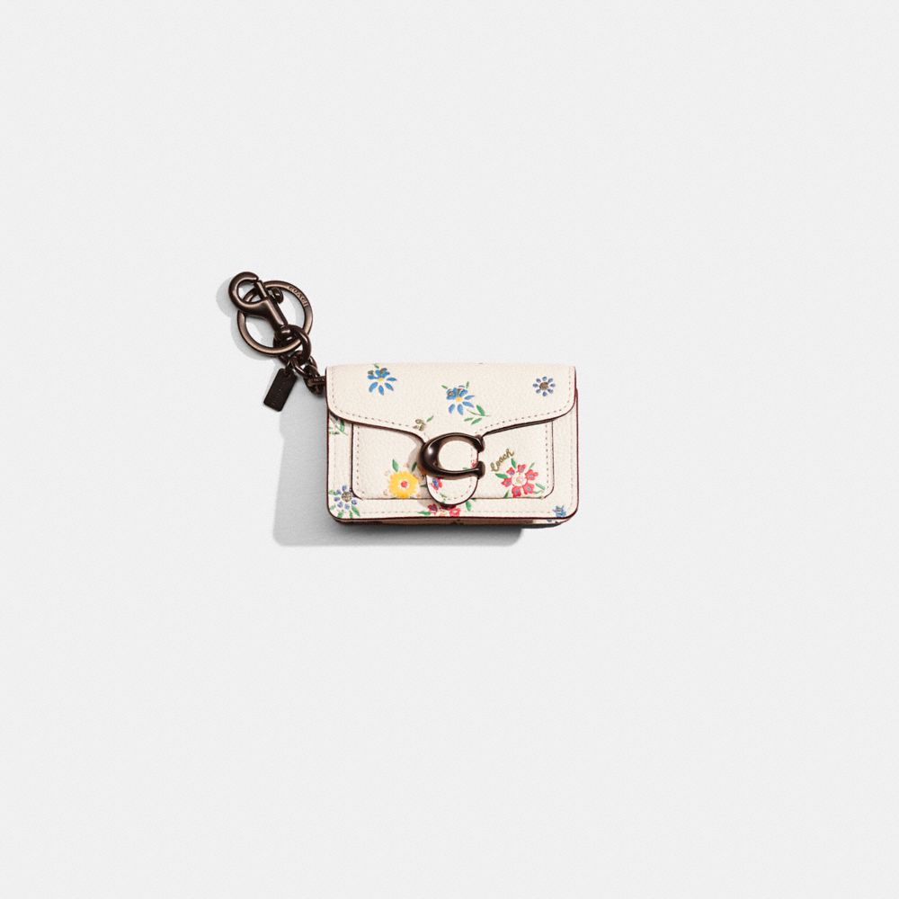 Coach Restored Mini Tabby Bag Charm With Wildflower Print In Pewter/chalk Multi
